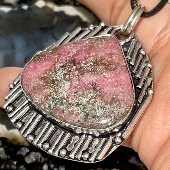 Beautiful Rhodonite Pendant 2” - Picture 7 of 16